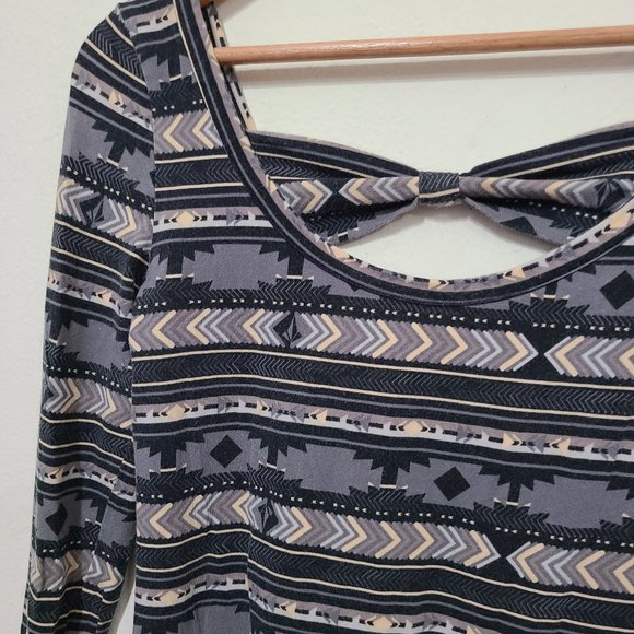 Volcom Boho Aztec Long Sleeve Skater Dress - Picture 4 of 7